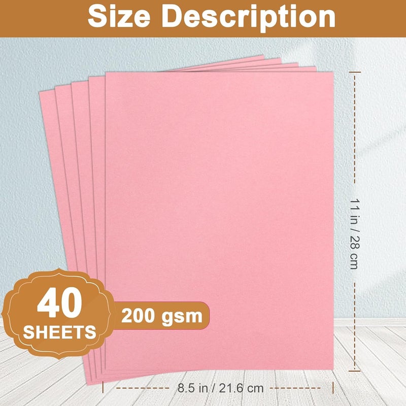 Silunkia 40 Sheets Candy Pink Cardstock 8.5 x 11 Craft Paper, 75lb Premium Heavyweight Paper Card Stock for DIY Cards Making, Greeting Cards, Party Decorations, Wedding Invitations, Christmas - Image 2